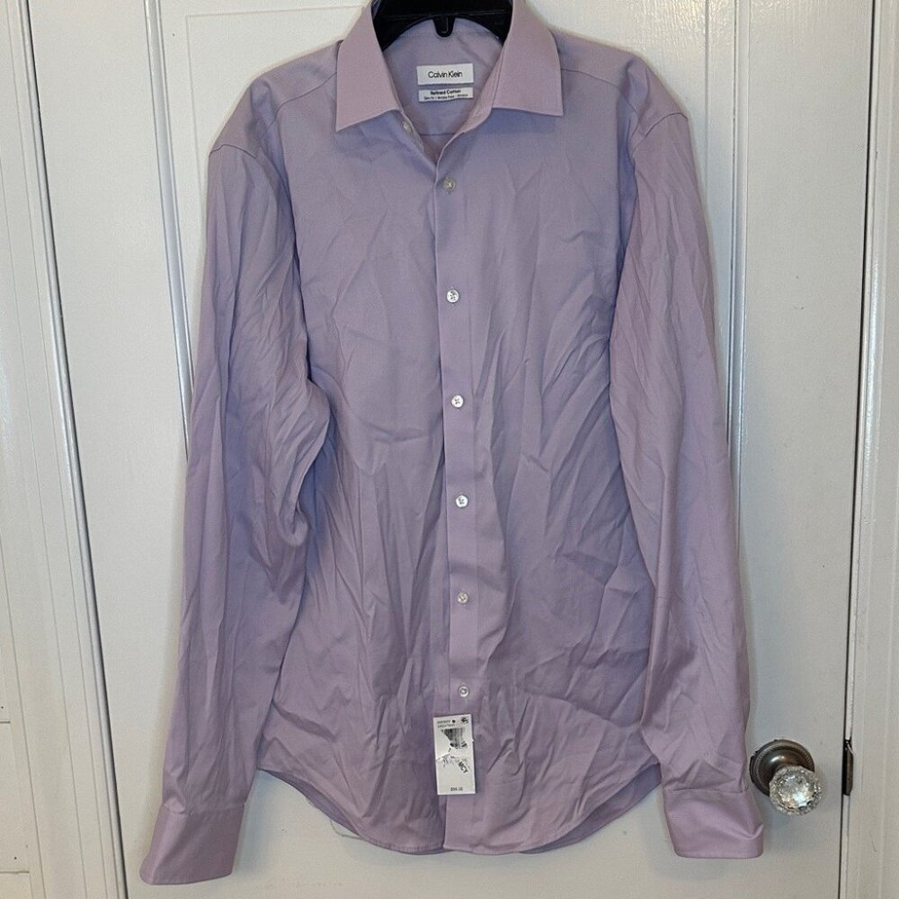 Calvin Klein Lavender Button‎ Down Dress Shirt size M NWT